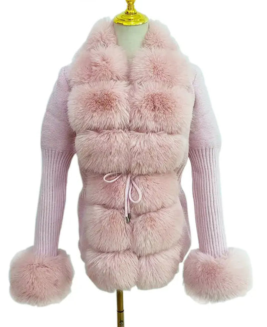 Ariella Faux Fur Cardigan (pink)
